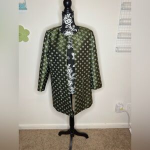 Ann Taylor Factory Olive Crane Patterned Blazer